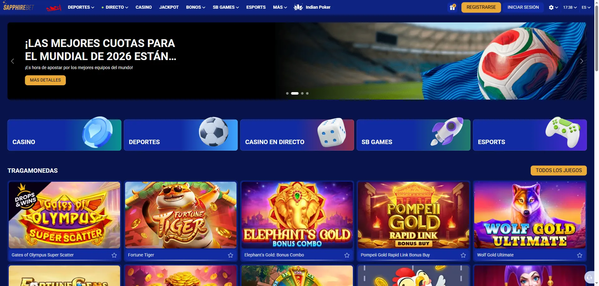 SapphireBet casino online Argentina — vista general de la plataforma