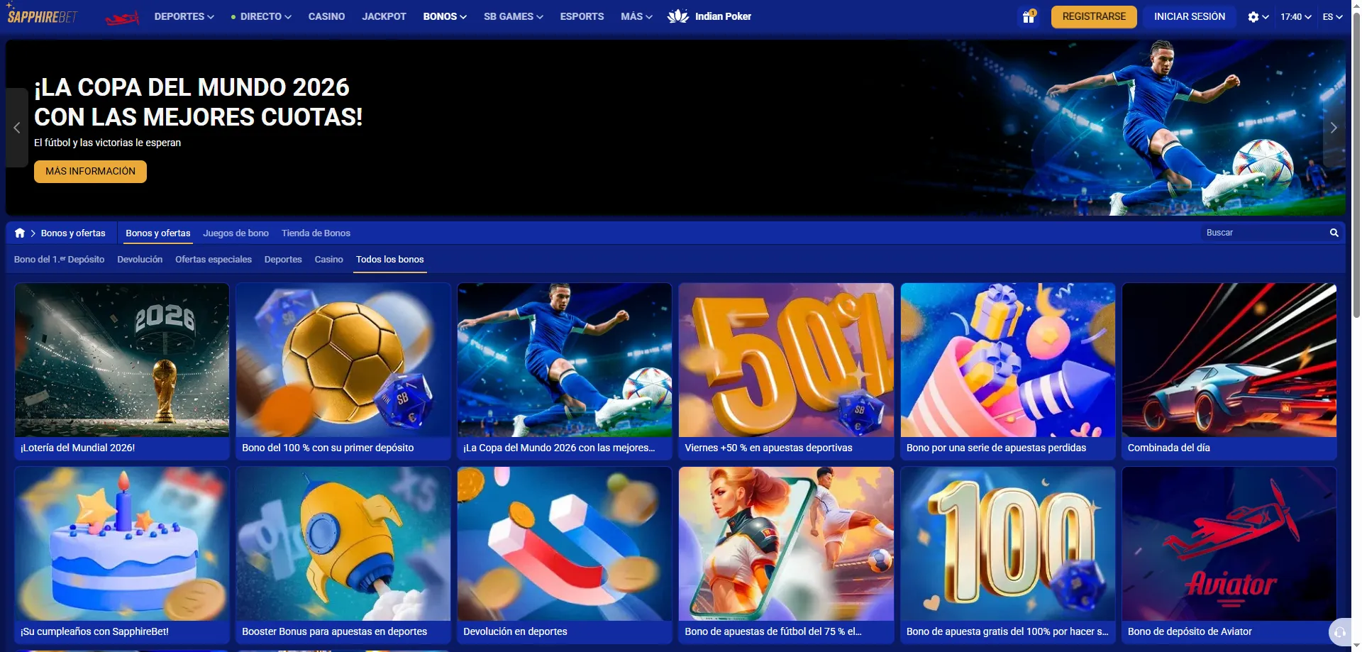 Bono de bienvenida SapphireBet hasta 2.384.821 ARS más giros gratis