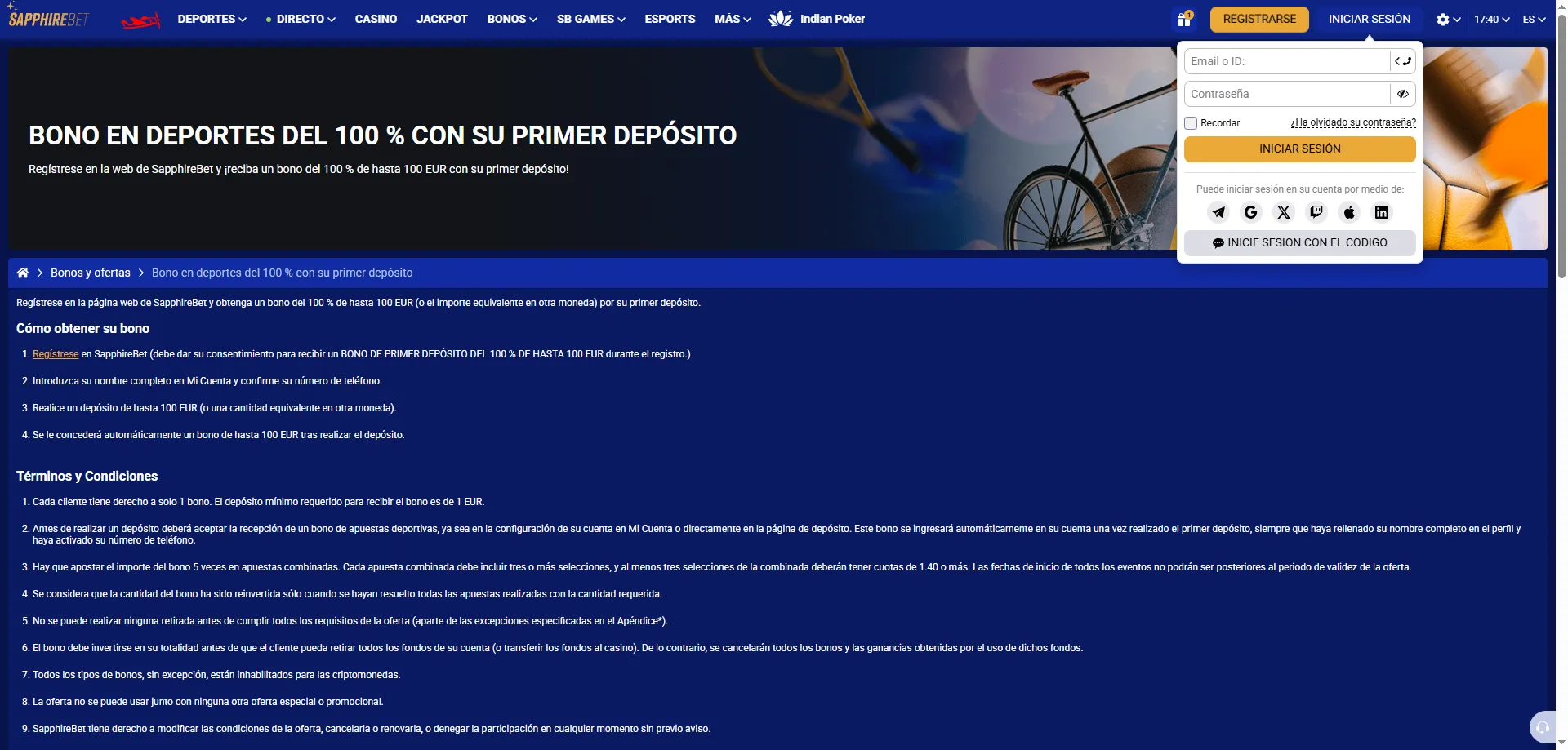 SapphireBet login Argentina — acceso a la cuenta del casino